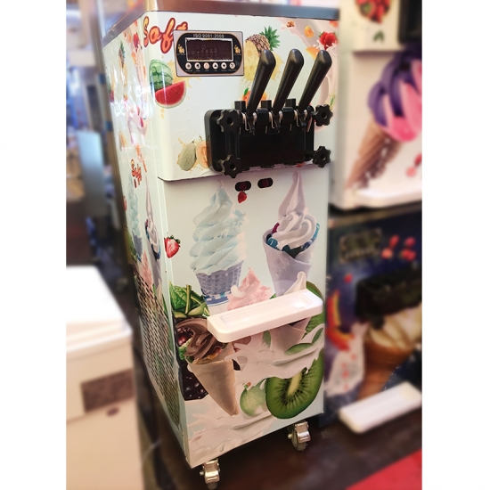 3-Flavor soft ice cream machine with casters