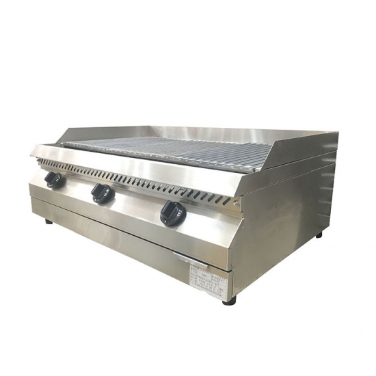 Premium 36'' Gas Lava Rock Charbroiler Flat Top Char Rock Broiler with Grill