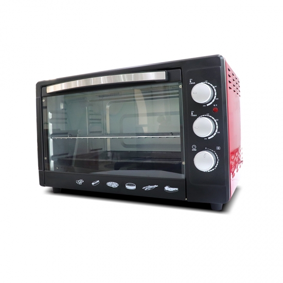 Stainless Steel/Red 6-Slice mini Convection Countertop Toaster Oven